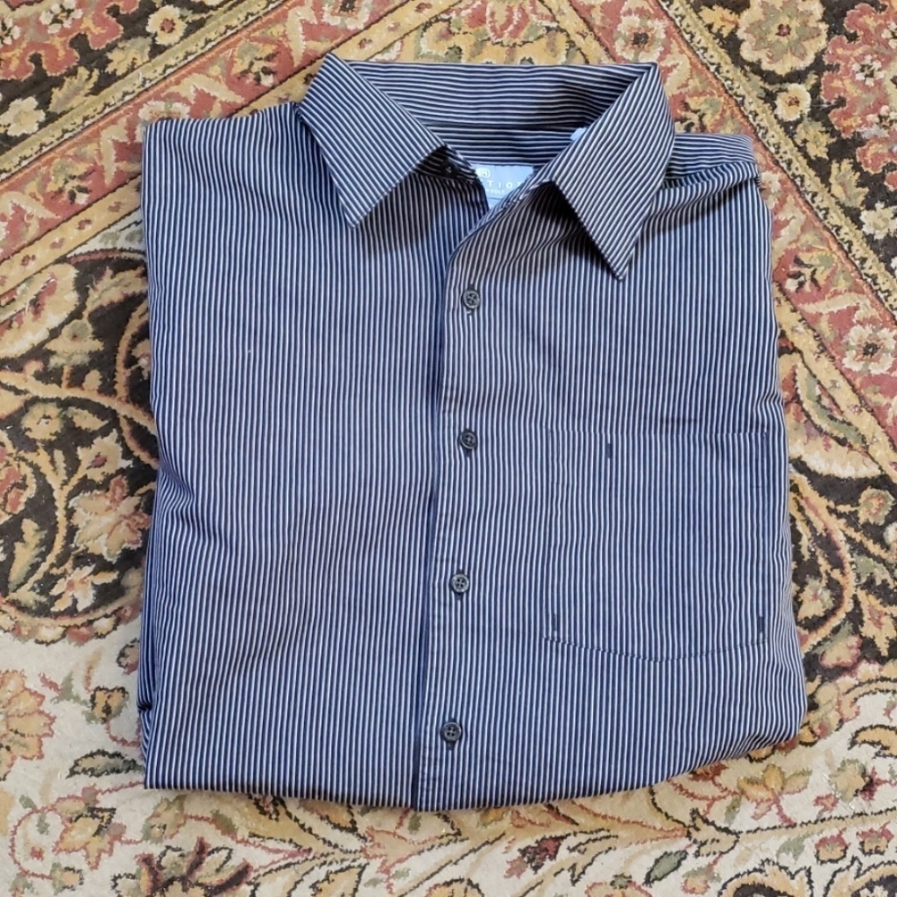 Reaction Kenneth Cole Pinstripe Button Down Shirt Size XL